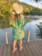 Load image into Gallery viewer, Tropical Green Silky Kimono