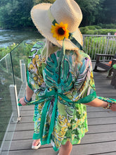 Load image into Gallery viewer, Tropical Green Silky Kimono