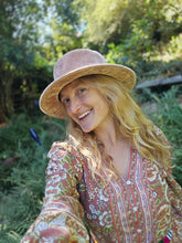 Load image into Gallery viewer, Retro Round Knit Flat Brim Beige Bucket Hat