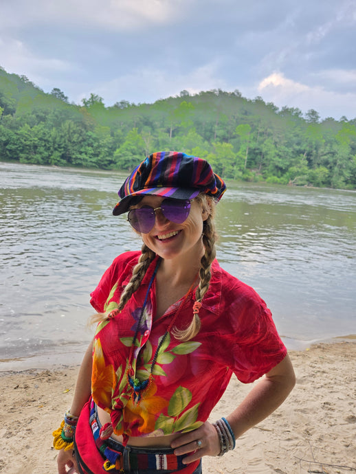 Earth Tone Rainbow Guatemalan Rasta Newsboy Cap