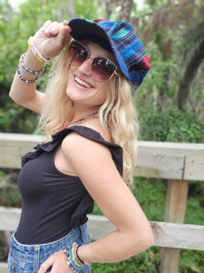 Blue N Red Tribal Abstract Newsboy Hat
