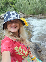 Load image into Gallery viewer, Black and White Flower Power Bucket hat