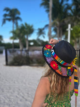 Load image into Gallery viewer, Black Guatemalan Embroidered Straw Hat