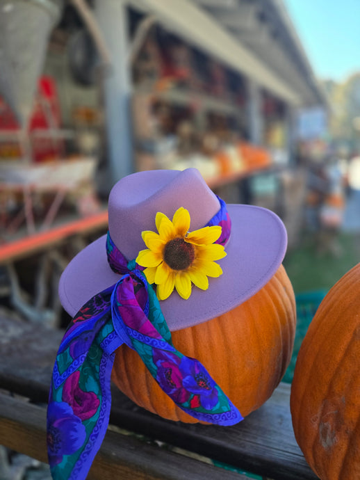 Wide Brimed Fall Lavendar Fedora