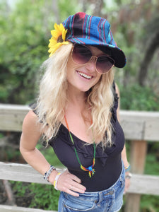 Blue N Red Tribal Abstract Newsboy Hat