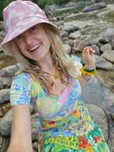Load image into Gallery viewer, Baby Pink Flower Power Bucket hat