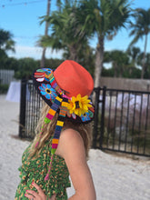 Load image into Gallery viewer, Orange Guatemalan Straw Embroidered Hat