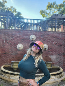 Tie Dyed Green and Orange Denim Bucket Hat