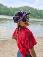 Load image into Gallery viewer, Purple and Black Guatemalan Rasta Newboy Cap