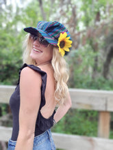 Load image into Gallery viewer, Black Blue Turquoise N Red Rasta Newsboy Hat