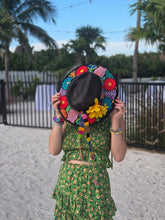 Load image into Gallery viewer, Black Guatemalan Embroidered Straw Hat