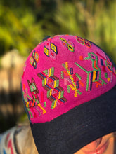Load image into Gallery viewer, Guatemalan Purple Geometric Embroidered Geometric Trucker Hat