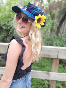 Black and Blue Rasta Newsboy Hat