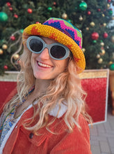 Load image into Gallery viewer, Chevron Crochet Rainbow Star Crochet Bucket Hat