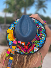 Load image into Gallery viewer, Navy Blue Guatemalan Embroderied Sun Hat