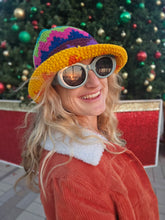 Load image into Gallery viewer, Chevron Crochet Rainbow Star Crochet Bucket Hat