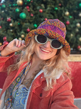 Load image into Gallery viewer, Multi Purple Rainbow Crochet Bucket Hat