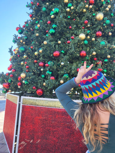 Rainbow Argyle Crochet Bucket Beanie