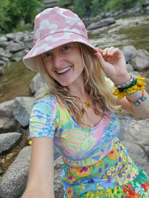 Baby Pink Flower Power Bucket hat