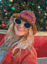Load image into Gallery viewer, Multi Purple Rainbow Crochet Bucket Hat