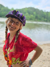 Load image into Gallery viewer, Purple and Black Guatemalan Rasta Newboy Cap