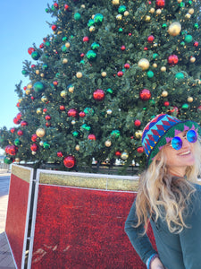 Rainbow Argyle Crochet Bucket Beanie