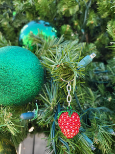 Beaded Strawberry Keychain