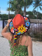 Load image into Gallery viewer, Orange Guatemalan Straw Embroidered Hat