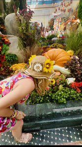 Brown Fall Flower Straw Hat
