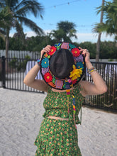Load image into Gallery viewer, Black Guatemalan Embroidered Straw Hat