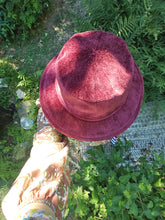 Load image into Gallery viewer, Retro Round Knit Flat Brim Burgandy Bucket Hat