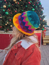 Load image into Gallery viewer, Chevron Crochet Rainbow Star Crochet Bucket Hat