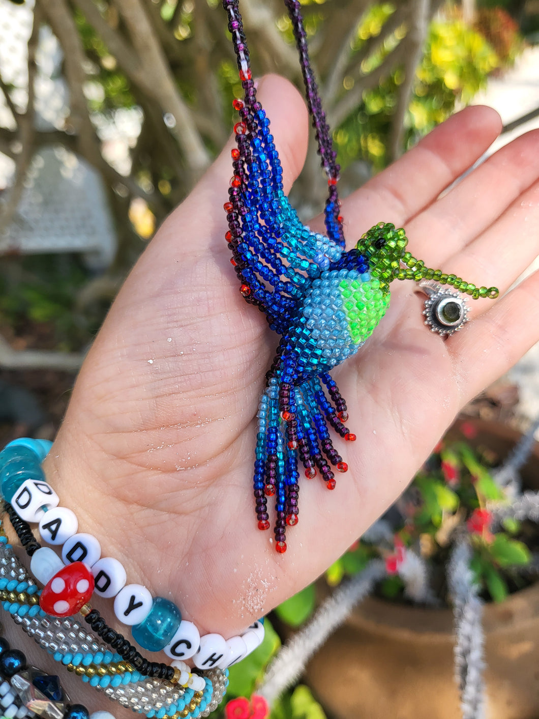 HandBeaded Guatemalan Hummingbird Necklace