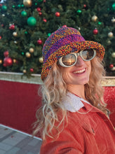 Load image into Gallery viewer, Multi Purple Rainbow Crochet Bucket Hat