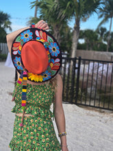 Load image into Gallery viewer, Orange Guatemalan Straw Embroidered Hat