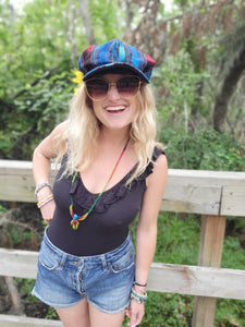 Blue N Red Tribal Abstract Newsboy Hat