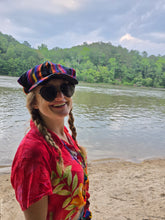 Load image into Gallery viewer, Earth Tone Rainbow Guatemalan Rasta Newsboy Cap
