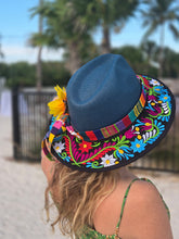 Load image into Gallery viewer, Navy Blue Guatemalan Embroderied Sun Hat