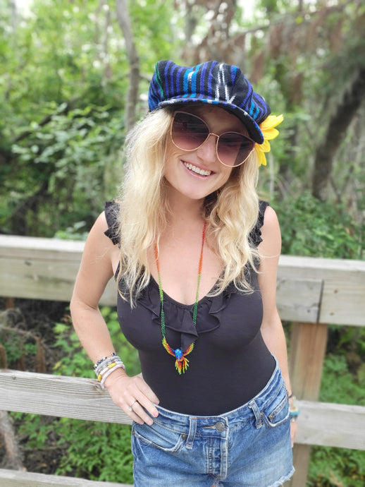 Black and Blue Rasta Newsboy Hat