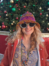 Load image into Gallery viewer, Multi Purple Rainbow Crochet Bucket Hat
