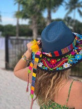 Load image into Gallery viewer, Navy Blue Guatemalan Embroderied Sun Hat