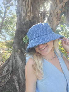 Stripped Denim Bucket Hat