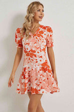Load image into Gallery viewer, Floral Surplice Neck Flounce Sleeve Dress