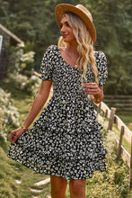Load image into Gallery viewer, Smocked Sweetheart Neck Flounce Sleeve Mini Dress