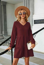 Load image into Gallery viewer, V-Neck Long Sleeve Mini Dress