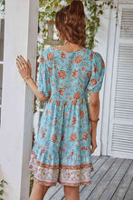 Load image into Gallery viewer, Tie Neck Short Sleeve Mini Dress