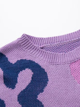 Load image into Gallery viewer, Flower Pattern Round Neck Long Sleeve Sweater