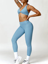 Load image into Gallery viewer, Twisted Halter Neck Bra and High Waist Leggings Active Set
