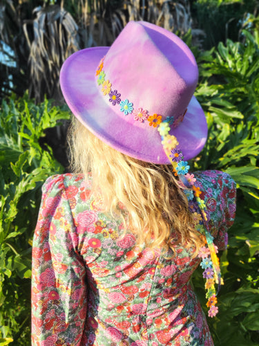 Playful Pastel Purple Tie Dye Cowgirl Fedora