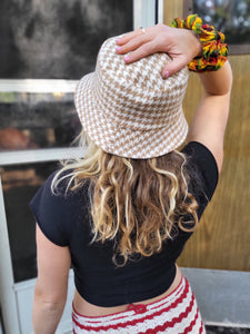 Checkered Gingham Wool Bucket Hat